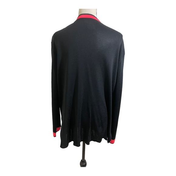 Ming Wang open front Cardigan black and pink details.size Large. - Picture 4 of 11